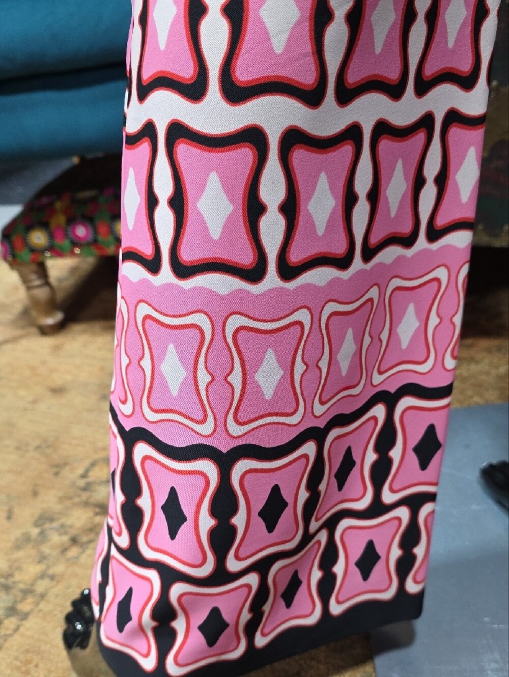 Zara Women's Pink Patterned Wide-Leg Pants - Picture 9 of 9